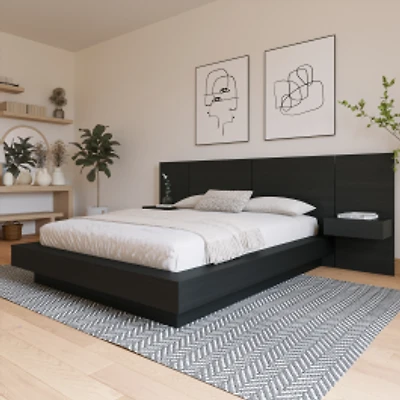 Nina 4-Piece Platform Bedroom Set With Floating Nightstand