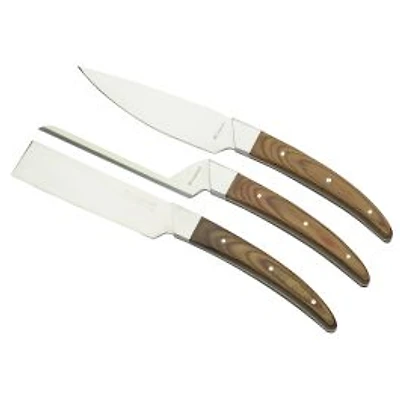 Caseus Japanese Steel Cheese Knife Set with Light Stamina Wood Handle