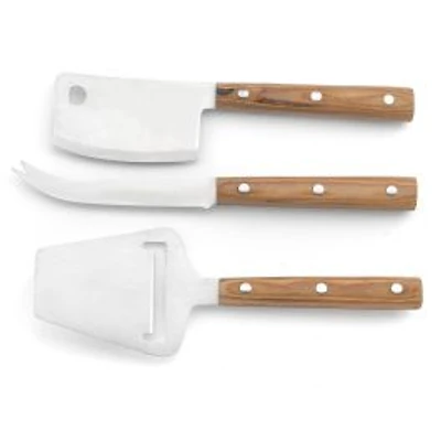 Reggio Japanese Steel Cheese Knife Set with Light Stamina Wood Handle