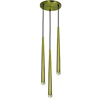 Round Satin Brass Pendant Light with LED Pendulums