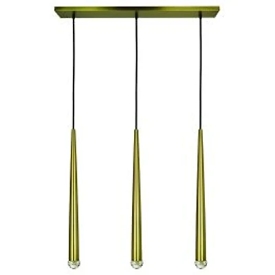 Linear Satin Brass Pendant Light with 3 LED Pendulums