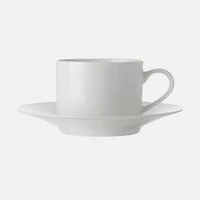 Set of 8 White Basics Straight Cup and Saucer