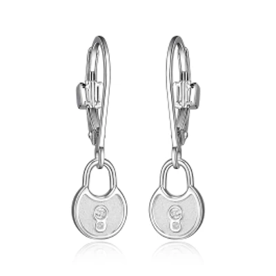 ELLE Sterling Silver & Cubic Zirconia Lock Earrings