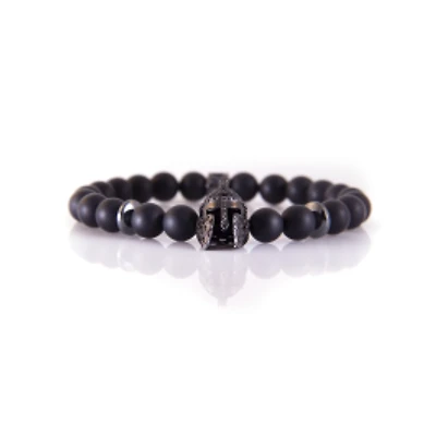 Luenzo Black Onyx and Gunmetal Warrior Helmet Bracelet