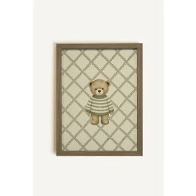 Oleka Ourson Tricot Framed Canvas Wall Art - Oak Frame