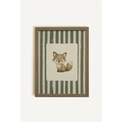 Oleka Petit éléphant Framed Canvas Wall Art - Oak Frame