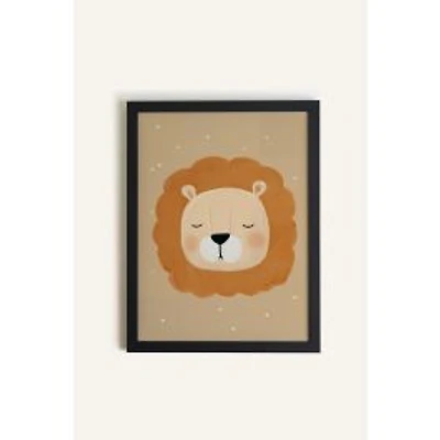 Oleka Lion de rêve Framed Canvas Wall Art - Black Wood Frame