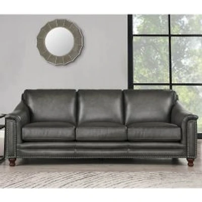 Belfast Leather Sofa - Antiqued Ash Grey