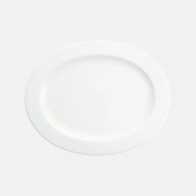 Amanda White Embossed Oval Platter - 14"