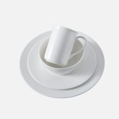 Amanda White Embossed 16-Piece Dinnerware Set