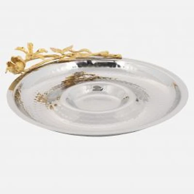Elegance Gold Butterflies Chip and Dip Serving Plate