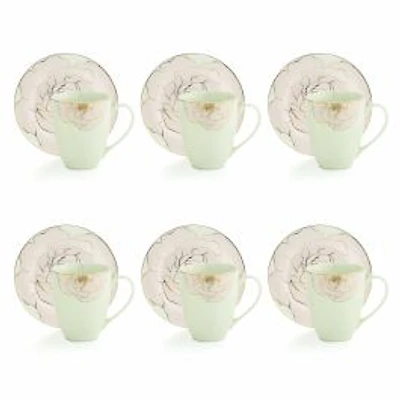 Ensemble de tasses et soucoupes Rose 12 pièces par Brilliant