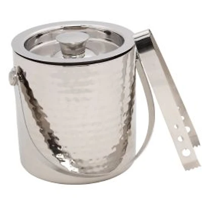 Elegance Hammered Ice Bucket with Tongs