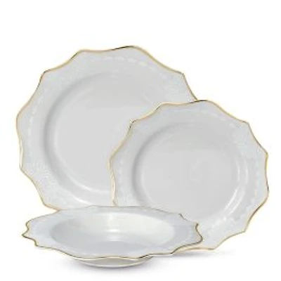 Ensemble de vaisselle 18 pièces Beauman par Brilliant - Blanc et Or