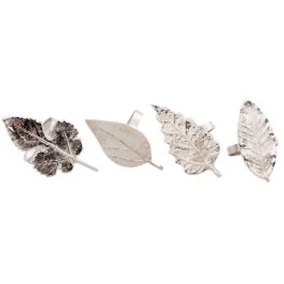 Elegance Set of 4 Assorted Leaf Napkin Rings