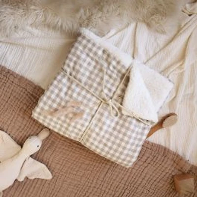 Checkerboard Baby Blanket - Beige