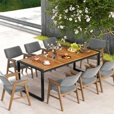 79" Acacia Wood Patio Table, 1.9" Umbrella Hole for Garden and Poolside