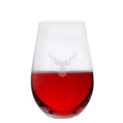 Ensemble de 6 verres à vin sans pied avec cerf