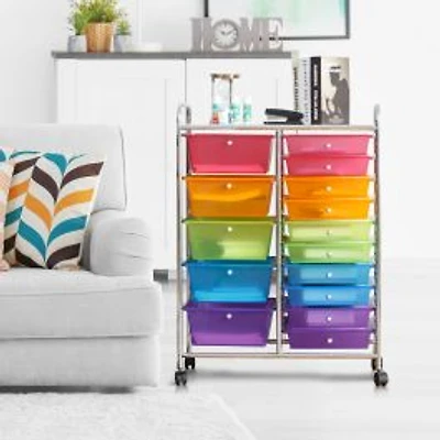 15-Drawer Rolling Storage Cart Organizer
