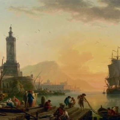 A Calm at a Mediterranean Port Wallpaper Mural