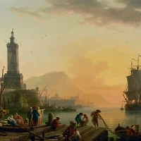 A Calm at a Mediterranean Port Wallpaper Mural