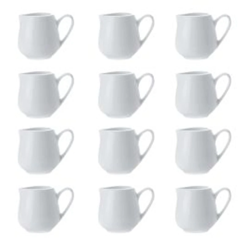 Set of 12 White Basics Jugs by Maxwell & Williams (90 ml)