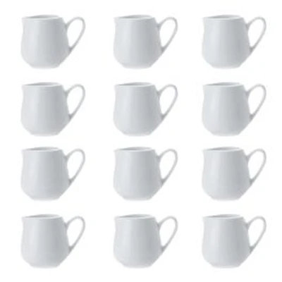 Set of 12 White Basics Jugs by Maxwell & Williams (90 ml)