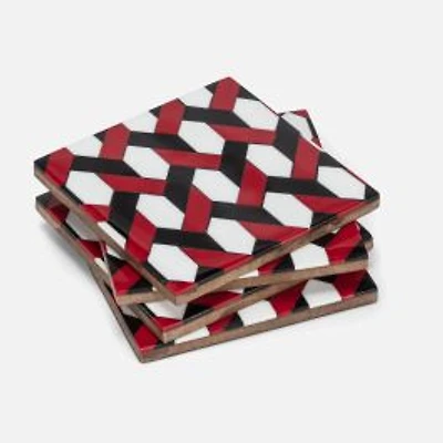 Set of 4 Mosaic Coasters - Red