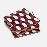 Set of 4 Mosaic Coasters - Red
