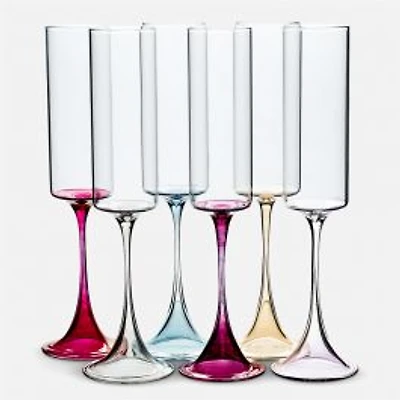 Champagne Flute with Assorted Stem Tints