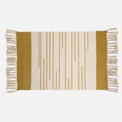 Accent Rug, Stripe with Fringe - Ocher / Natural