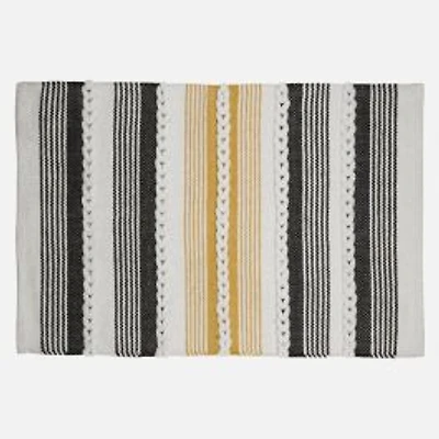 Accent Rug, Stripe and Braid motif - Black / Yellow