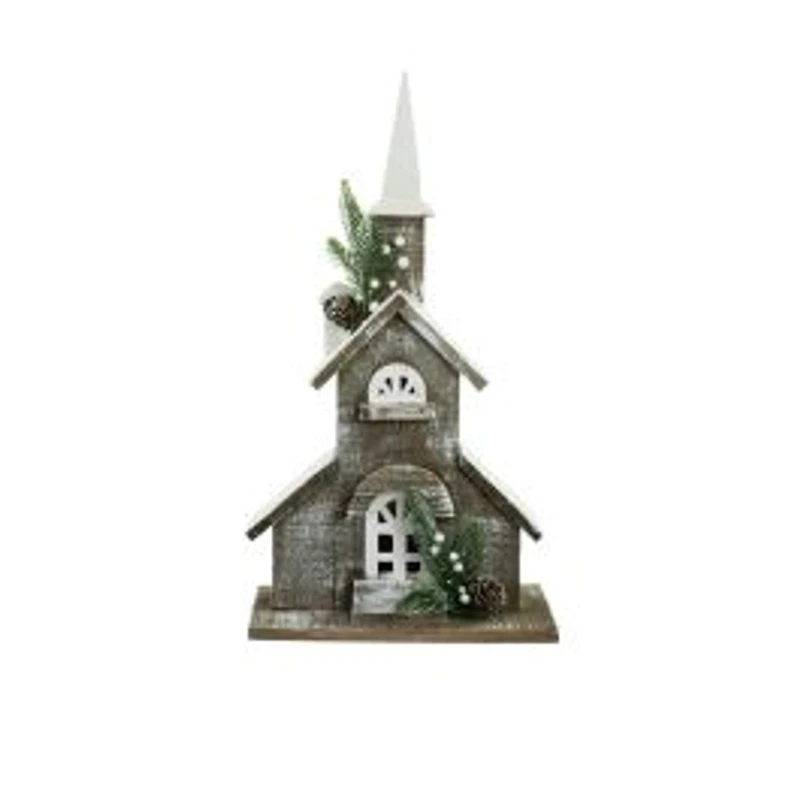 grey and White Wood Church LED Display