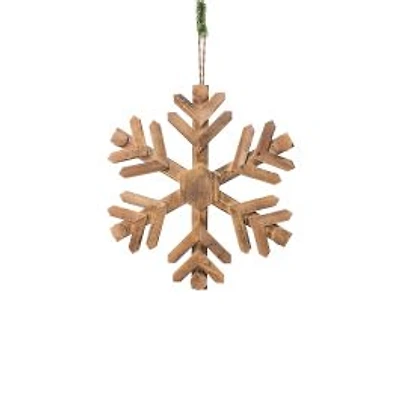 Hanging Smokey Wood Classic Snowflake Decoration, Pack of 2