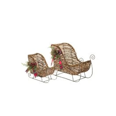 Accents luge rustique suspendus en bois brun scintillant, paire