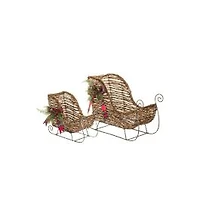 Accents luge rustique suspendus en bois brun scintillant, paire