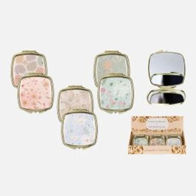Pocket Mirror With Floral Design - Assorted