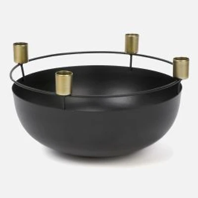 Taper Candle Holder x 4 - Black/Gold