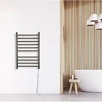 Novara Dual 10-Bar Hardwire and Plug-in Wall Mount Towel Warmer in Oil Rubbed Bronze