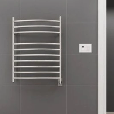 Ancona Comfort 10-Bar Hardwired Wall Mount Towel Warmer with Wall Timer in Brushed Stainless Steel