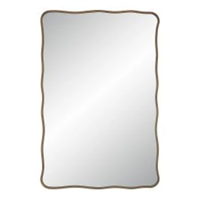 Basel 36" Tall Rectangular Irregular Mirror, Antique Brushed Brass
