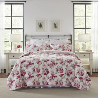 Laura Ashley Lidia Cotton Pink Quilt Set