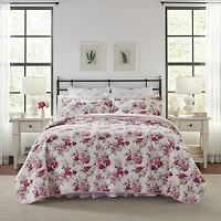 Laura Ashley Lidia Cotton Pink Quilt Set
