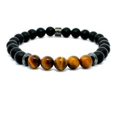 Luenzo Black Onyx and Tiger Eye Bracelet