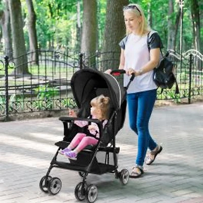Toddler Travel Stroller for Airplane, Canopy and Adjustable Backrest