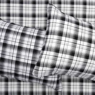 Black Check Ensemble de draps en flanelle