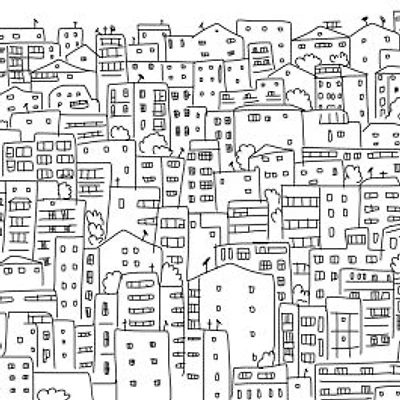 Black and White City Sketch Wallpaper Mural