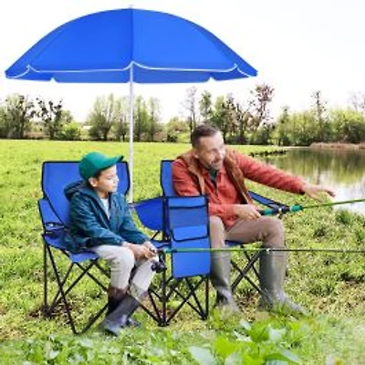 Portable Folding Picnic Double Chair, Umbrella