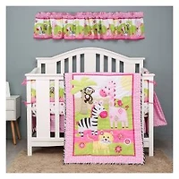 4-Piece Newborn Crib Bedding Set - Pink Giraffe