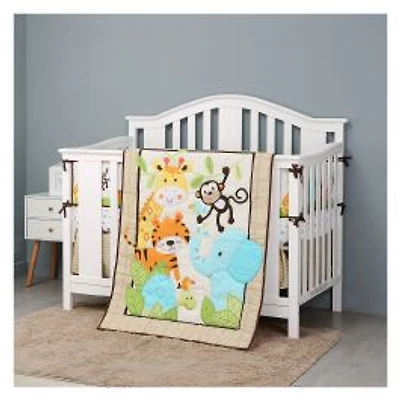 4-Piece Crib Bedding Set - Jungle Adventure